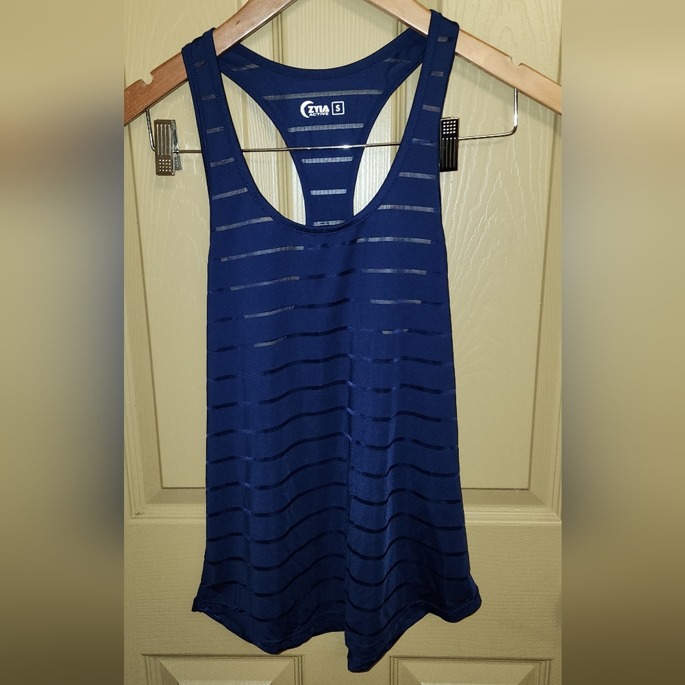 ZYIA Navy Blue Mesh Tank Top